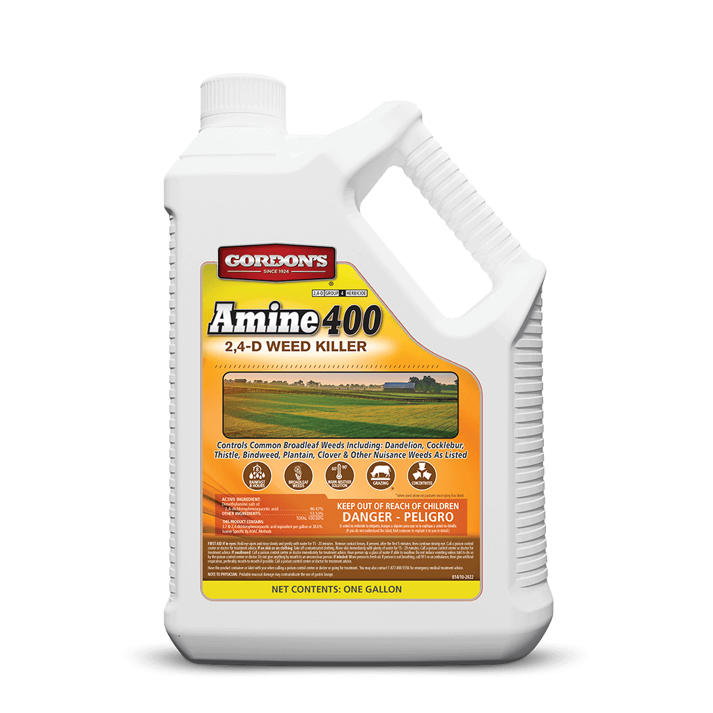 Image of Amine 400 weed killer being sprayed on weeds